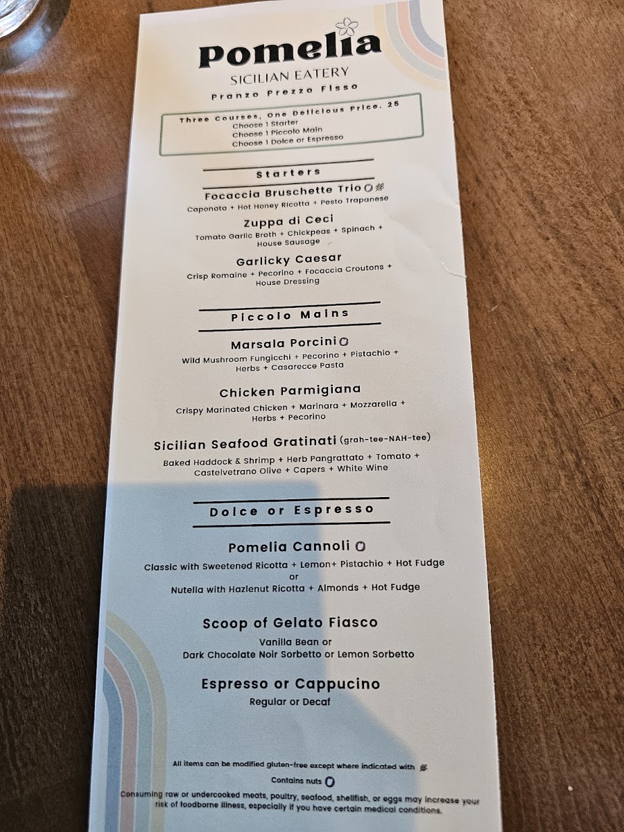 Pomelia menu board