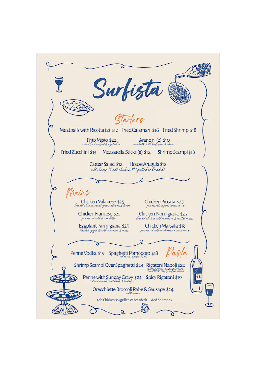 Surfista menu board