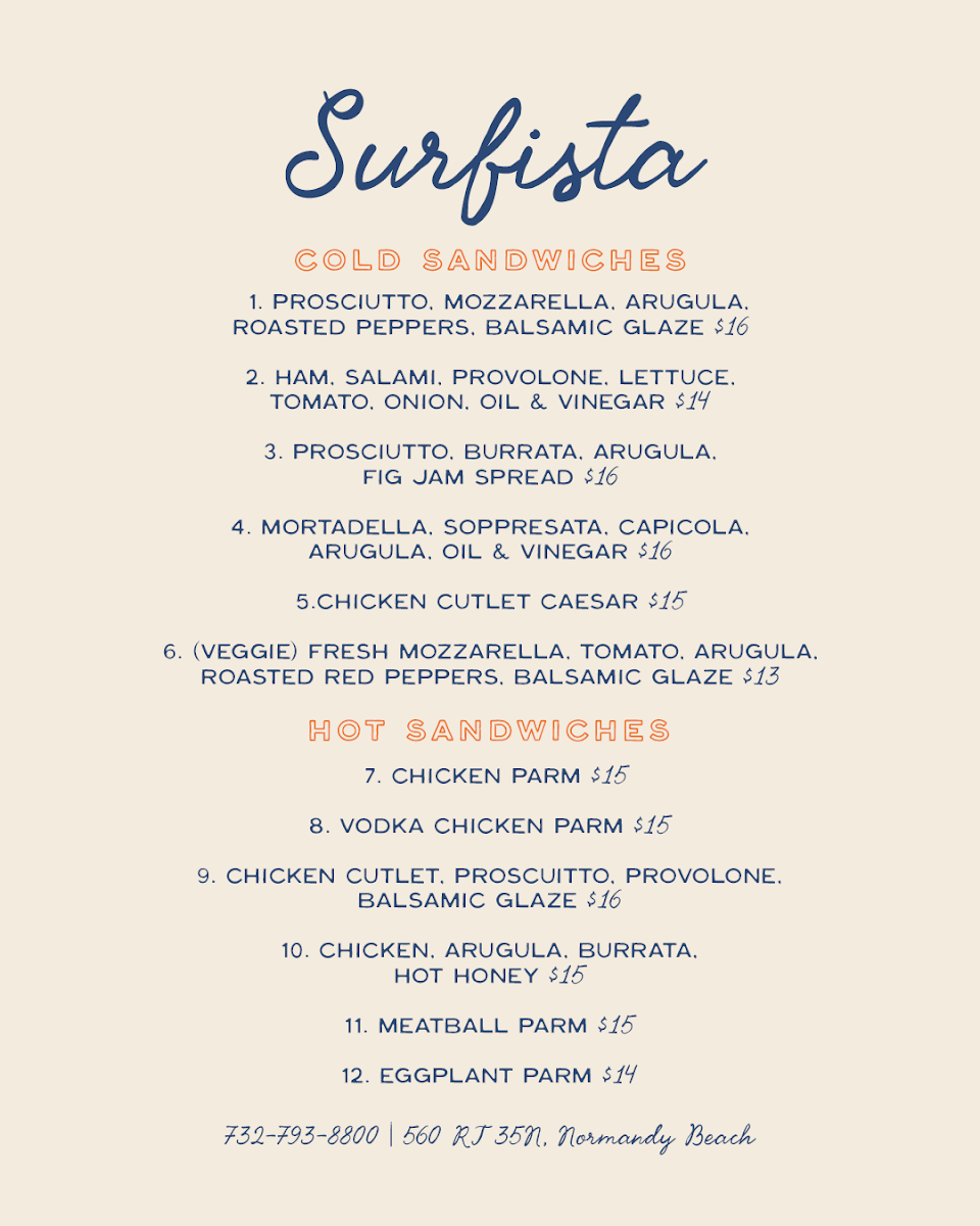 Surfista menu board