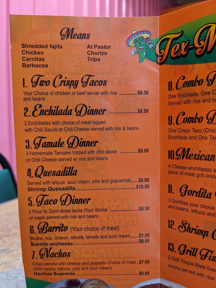 Taqueria The Jalapeño menu board