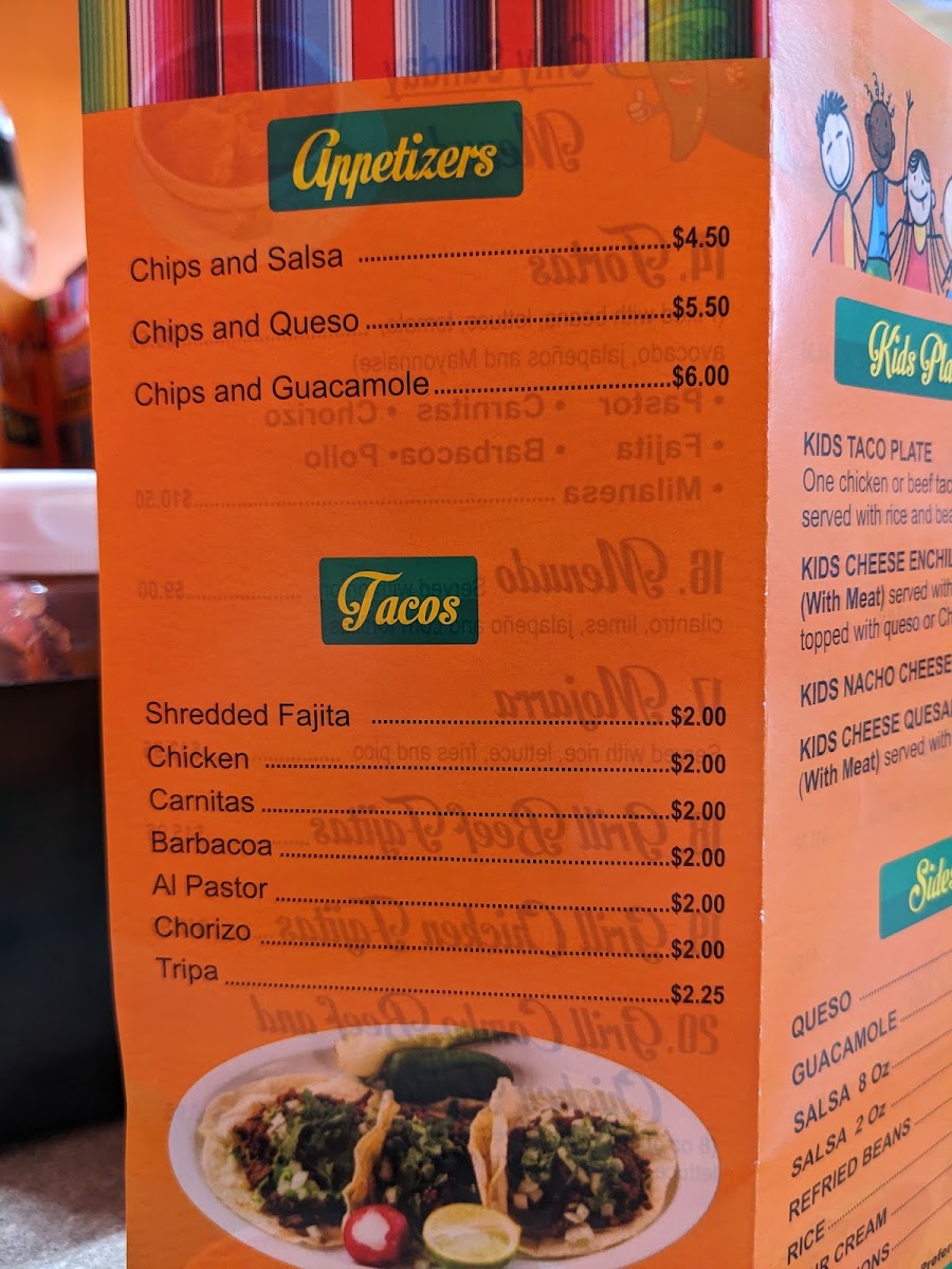 Taqueria The Jalapeño menu board