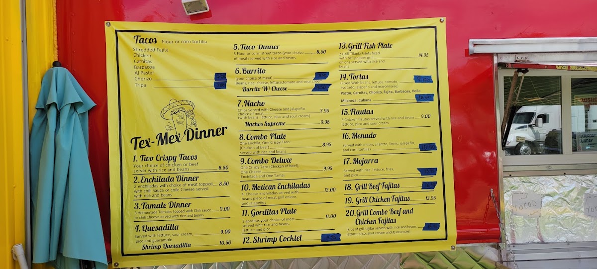 Taqueria The Jalapeño menu board