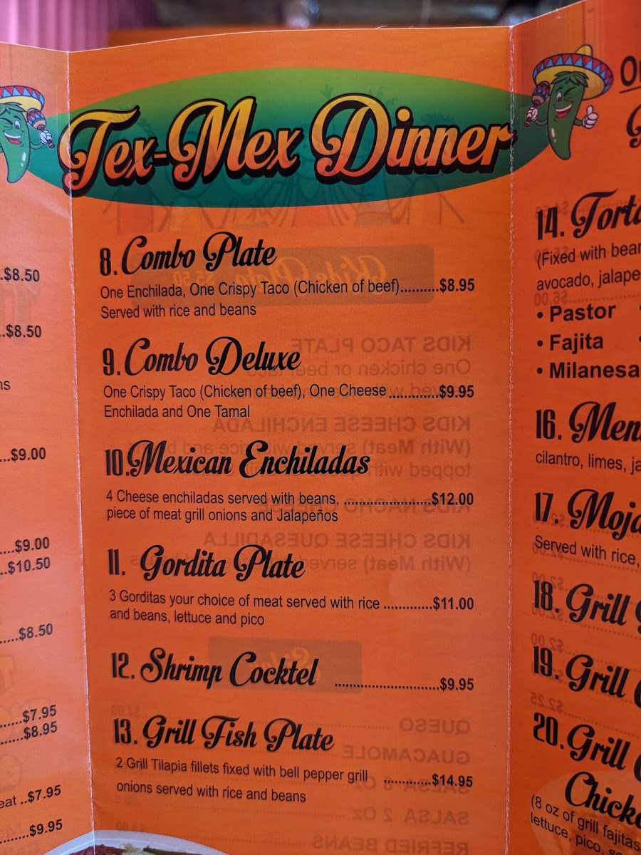 Taqueria The Jalapeño menu board