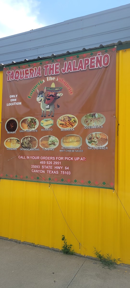 Taqueria The Jalapeño menu board