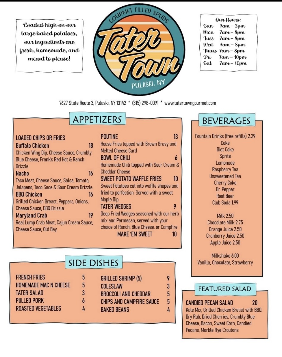 Tater Town LLC menu board