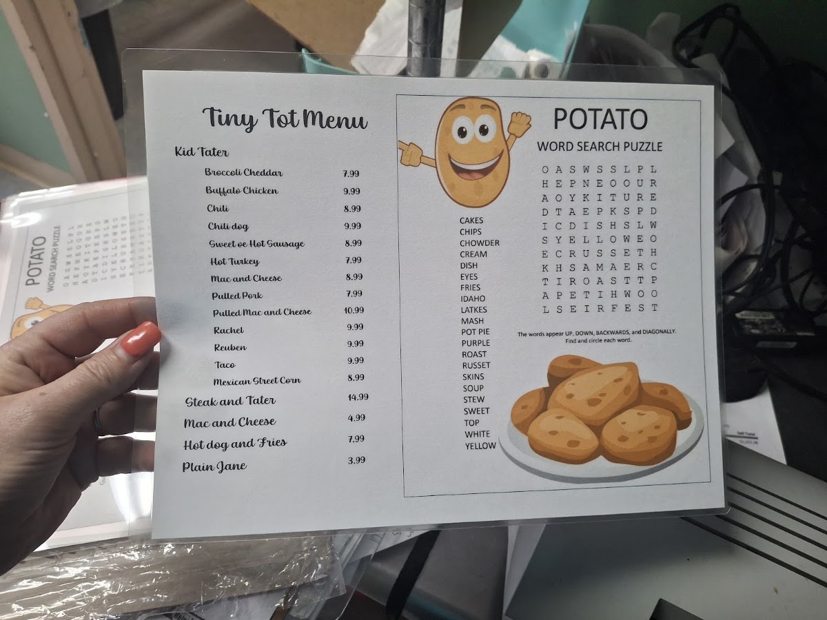 Tater Town LLC menu board
