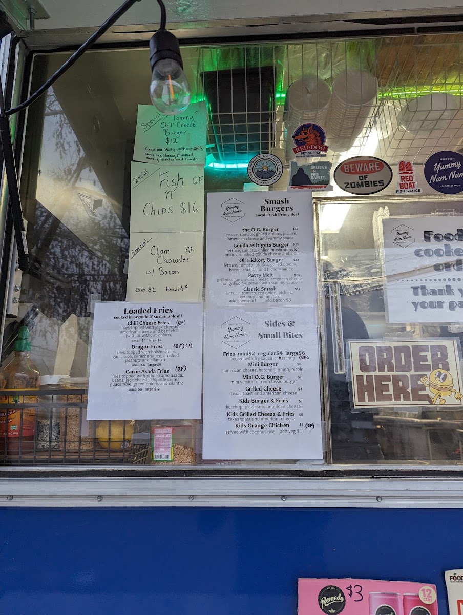 Yummy Num Nums menu board