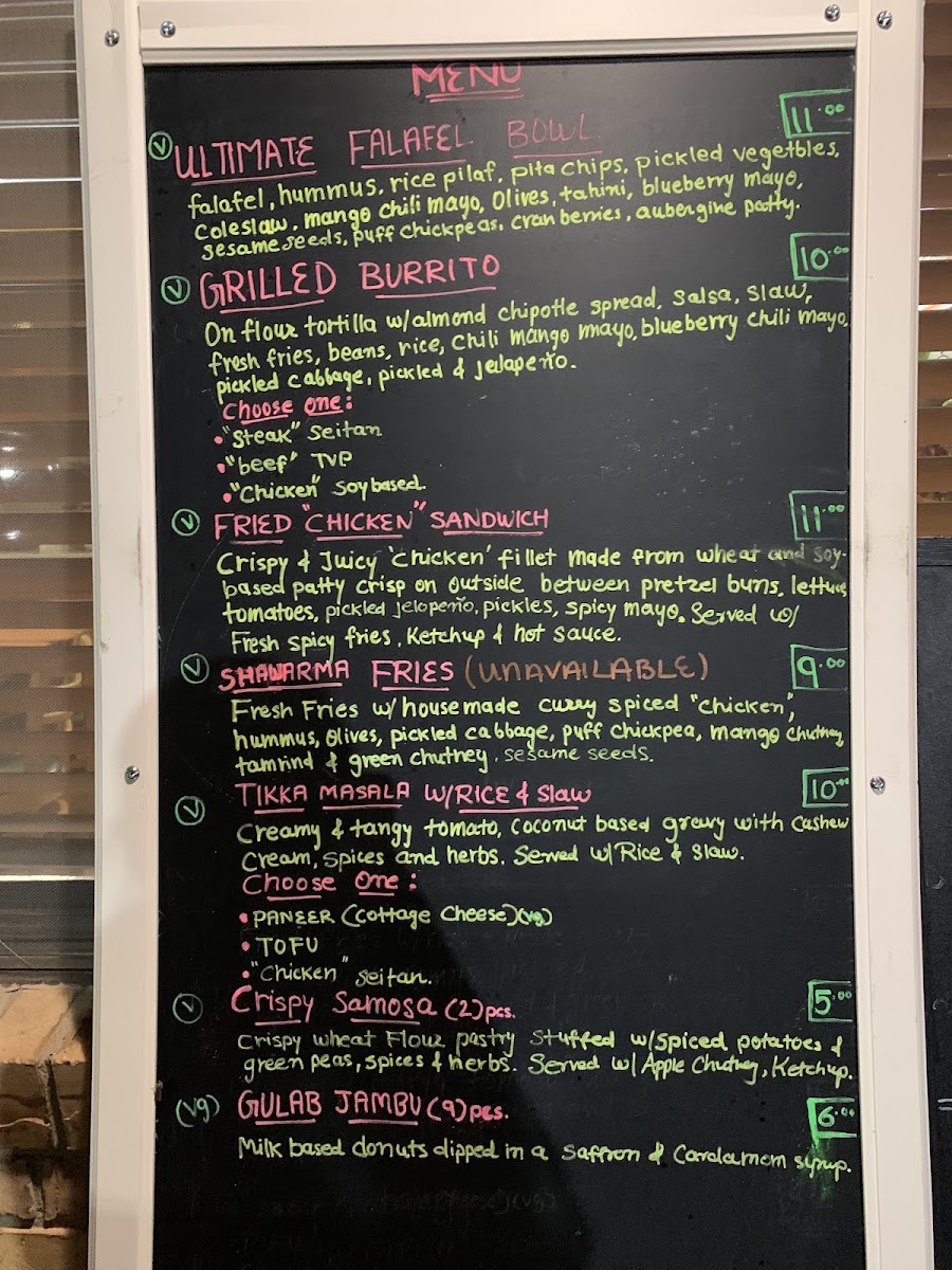 Beyond Food menu board