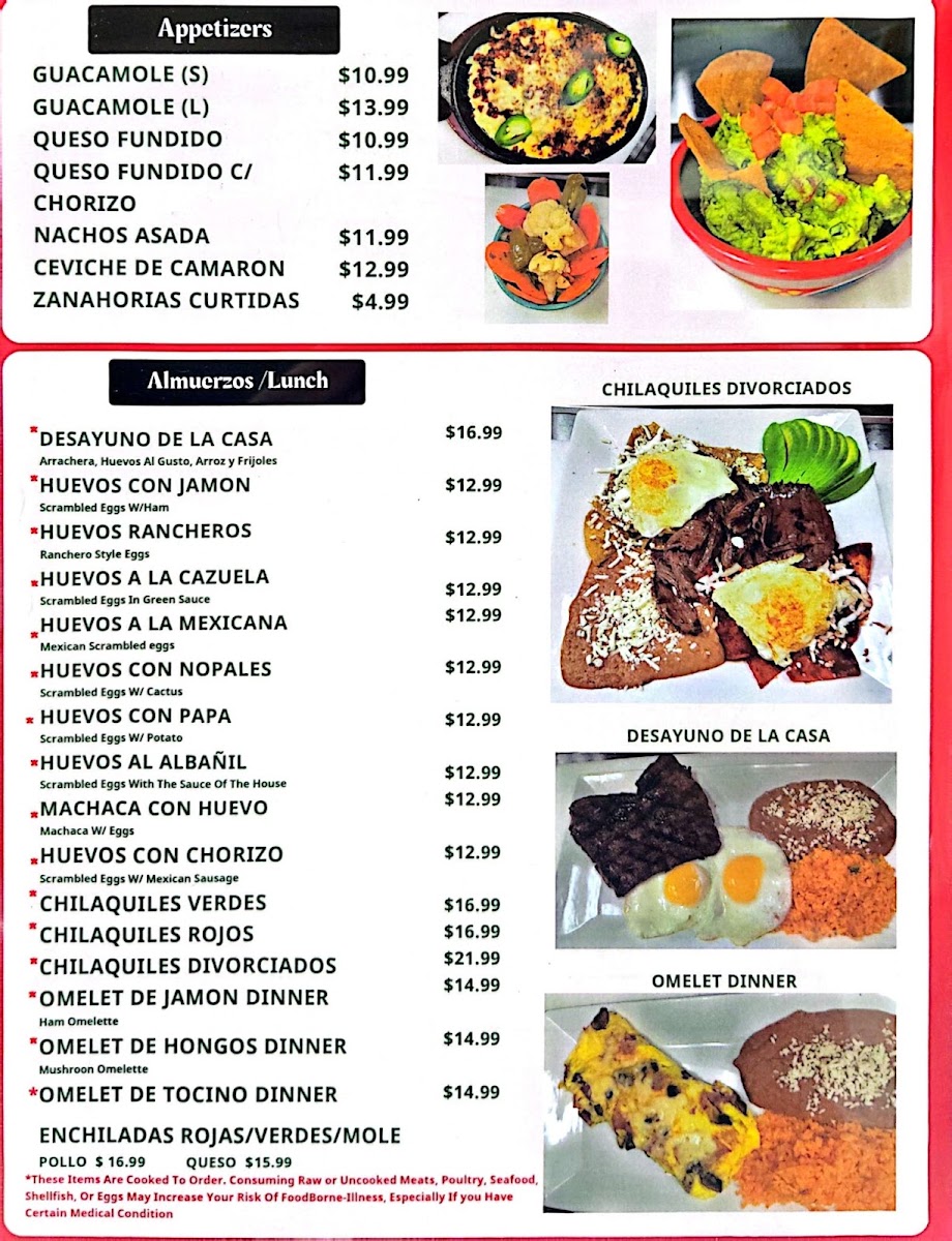 Florencia’s Mexican Restaurant menu board