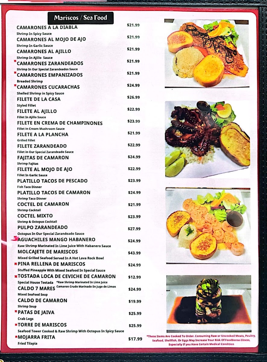 Florencia’s Mexican Restaurant menu board