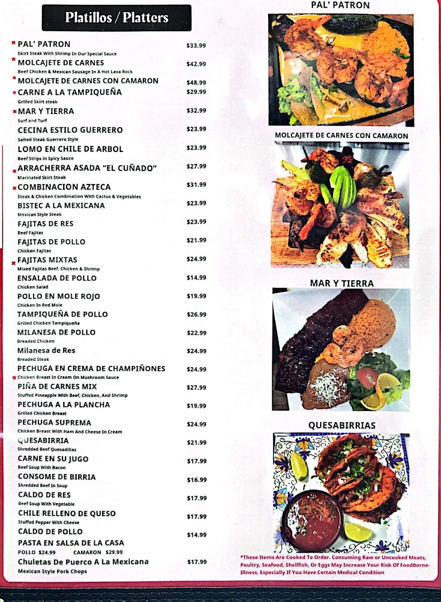 Florencia’s Mexican Restaurant menu board