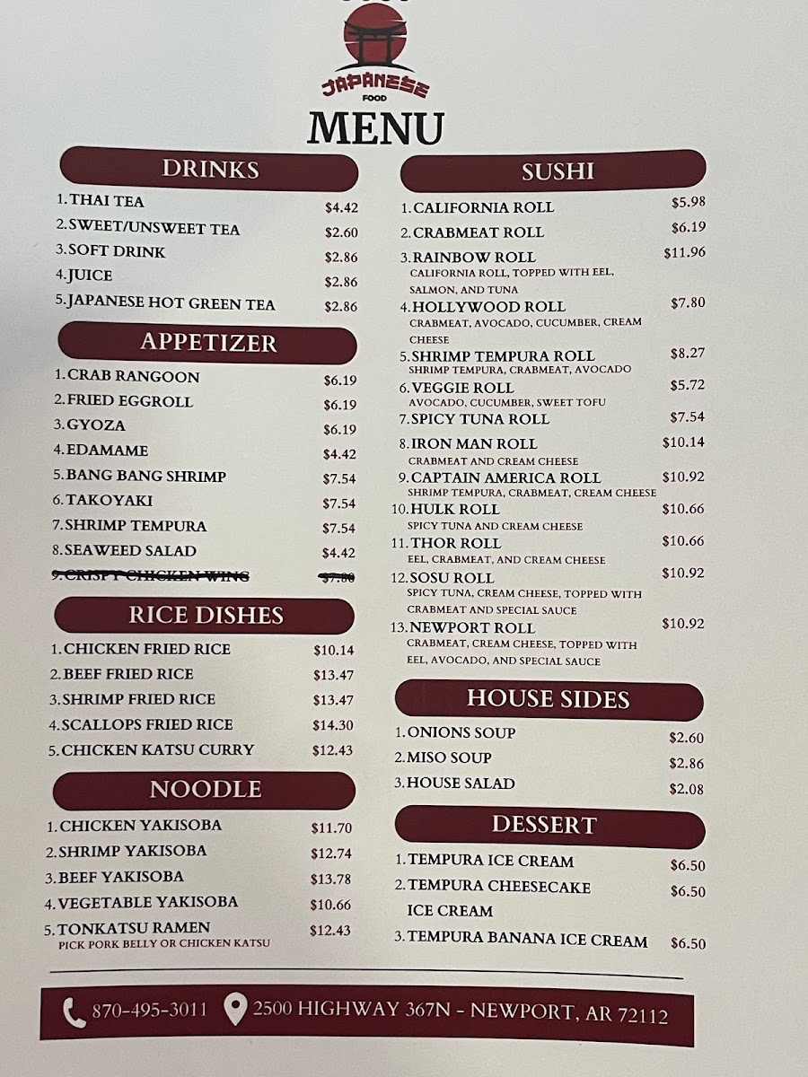 SOSU Japanese Restaurant menu board