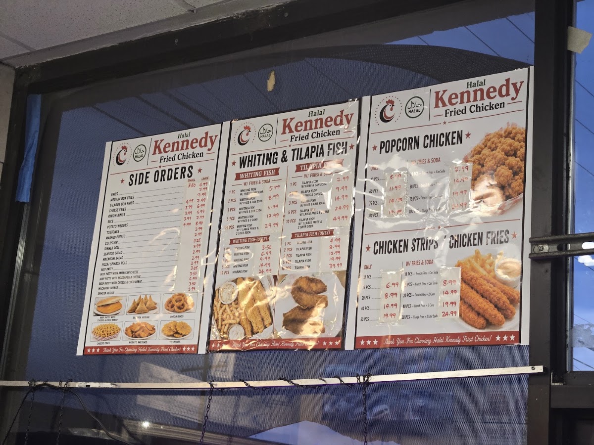 (Halal) Kennedy Fried Chicken and Gyros King menu board