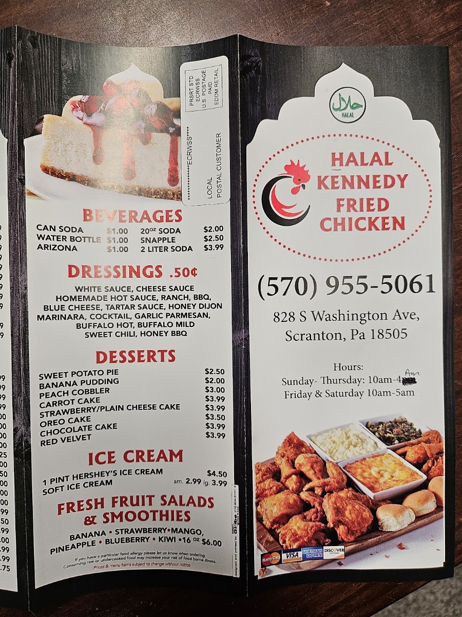 (Halal) Kennedy Fried Chicken and Gyros King menu board