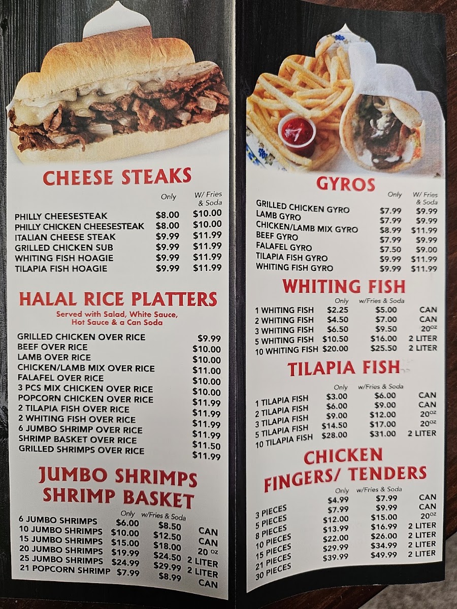 (Halal) Kennedy Fried Chicken and Gyros King menu board