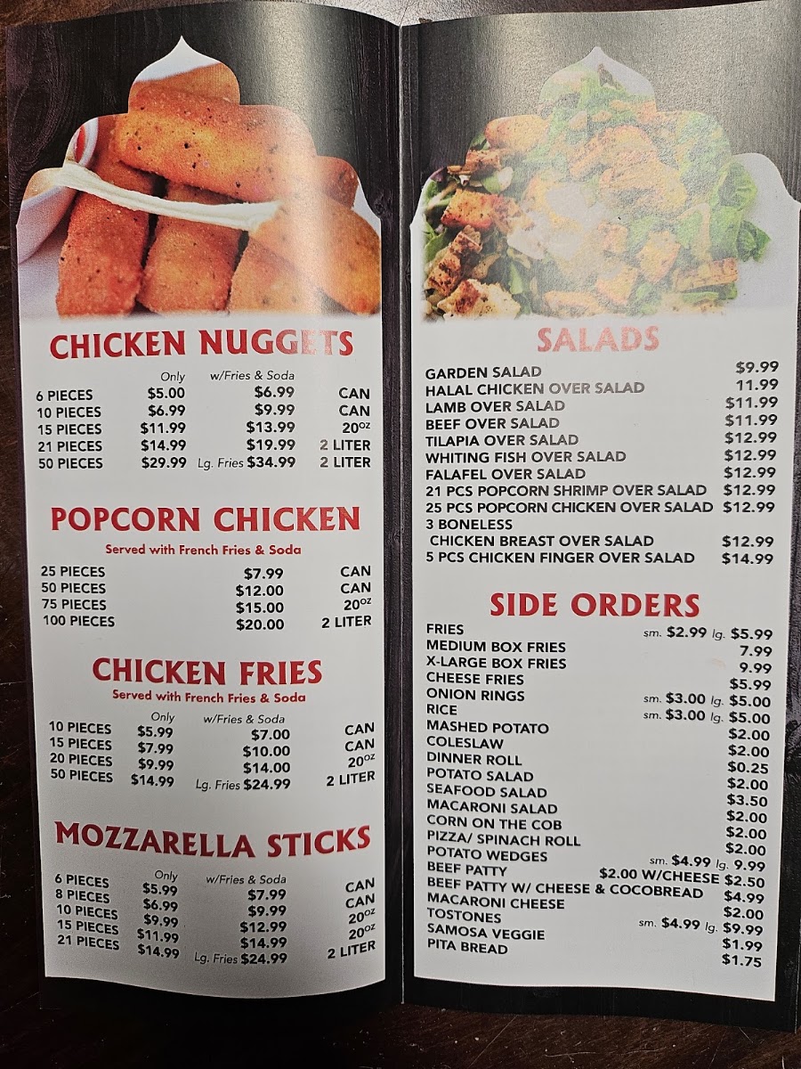(Halal) Kennedy Fried Chicken and Gyros King menu board