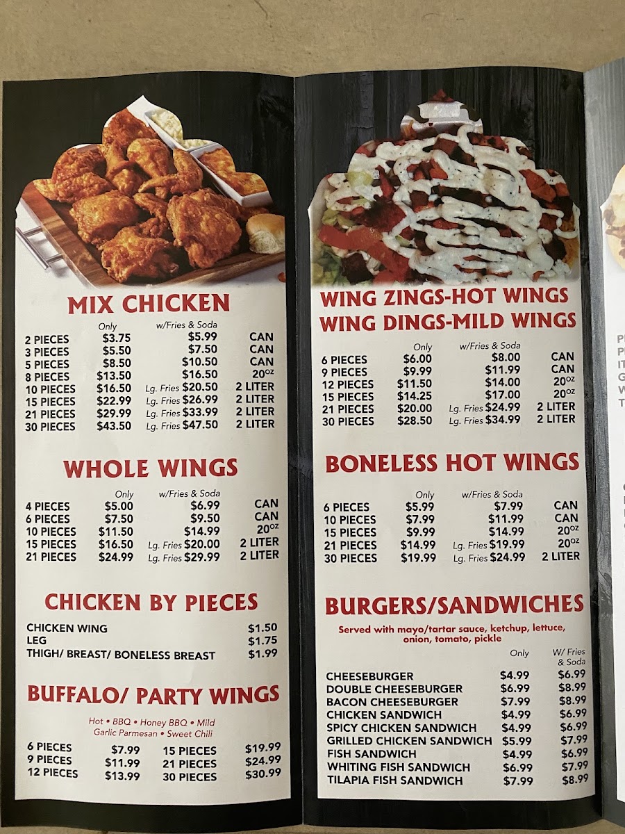 (Halal) Kennedy Fried Chicken and Gyros King menu board