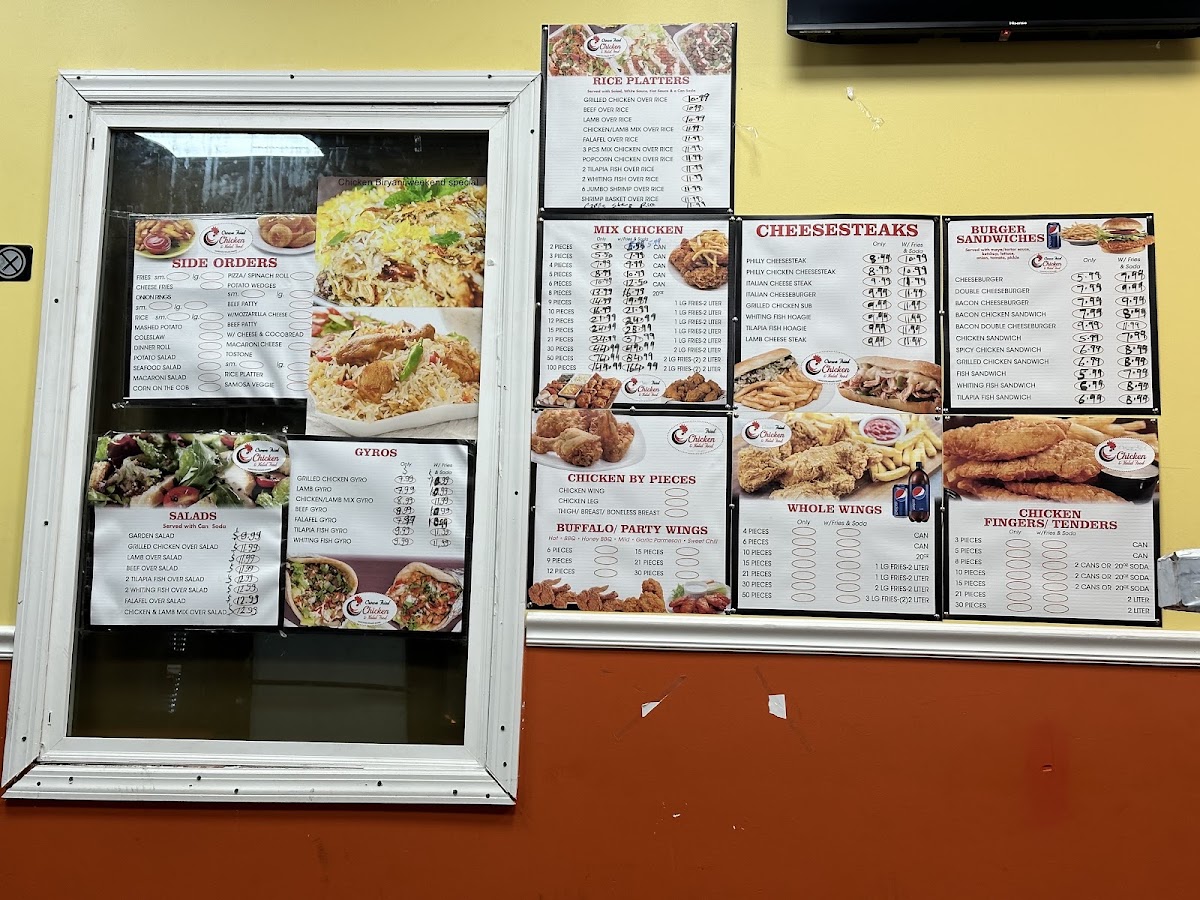 (Halal) Kennedy Fried Chicken and Gyros King menu board