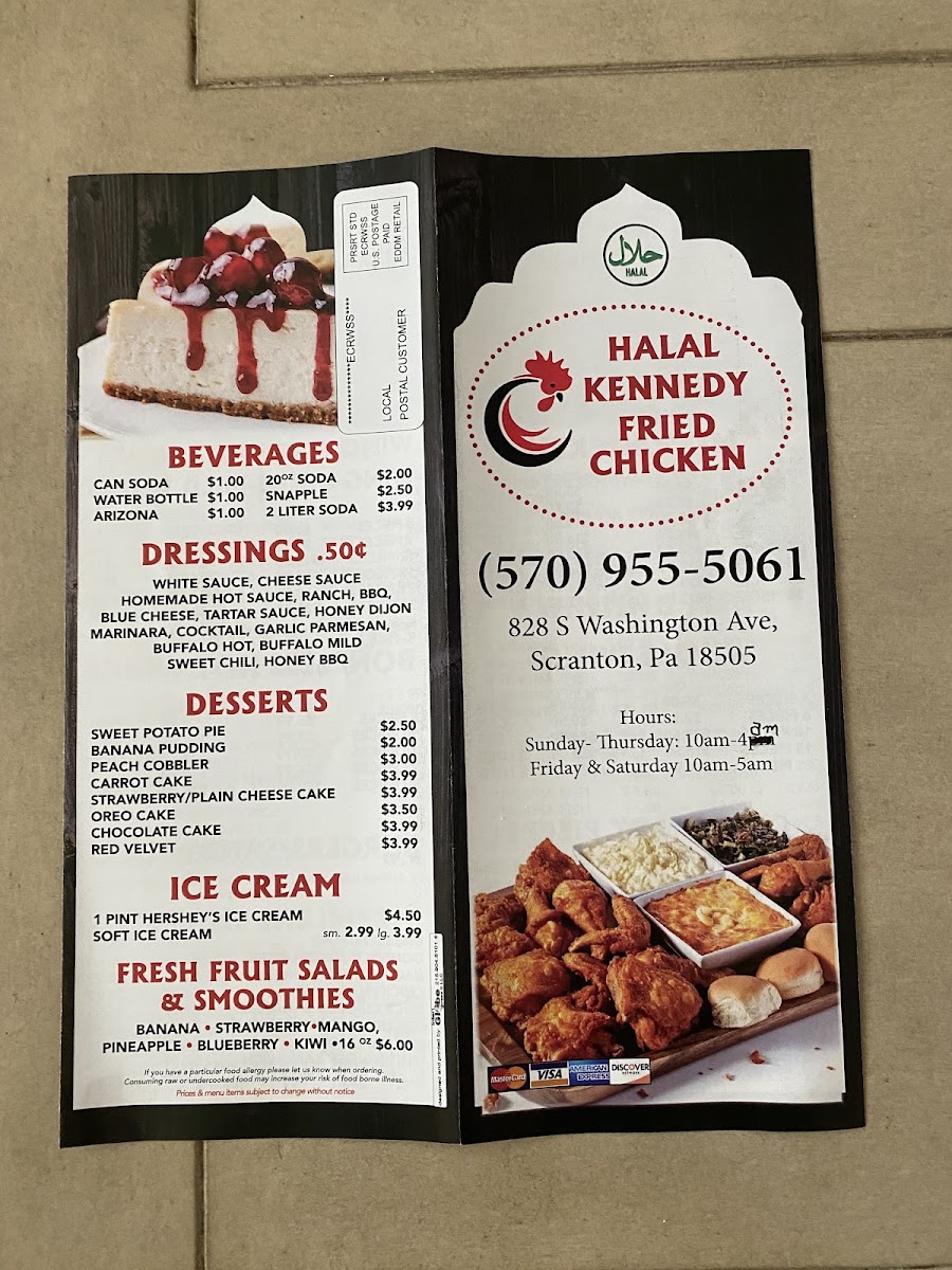 (Halal) Kennedy Fried Chicken and Gyros King menu board