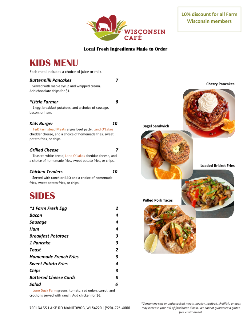 Wisconsin Café menu board