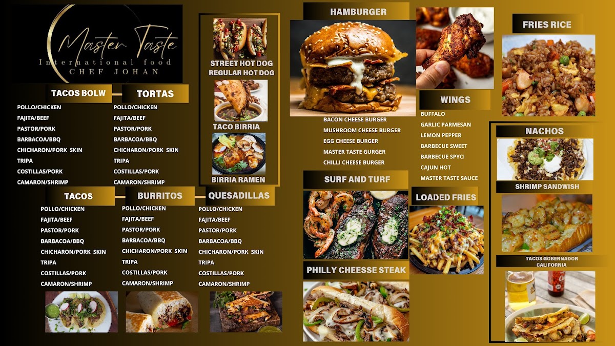 Master Taste (Food Truck) menu board