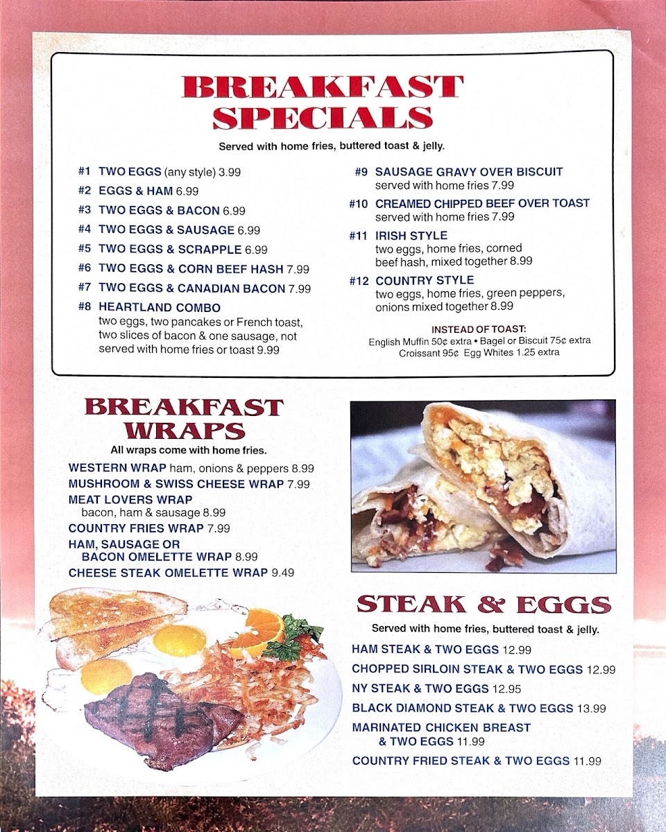 Heartland Diner menu board