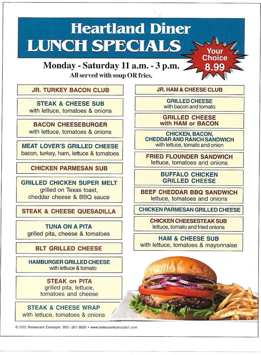 Heartland Diner menu board