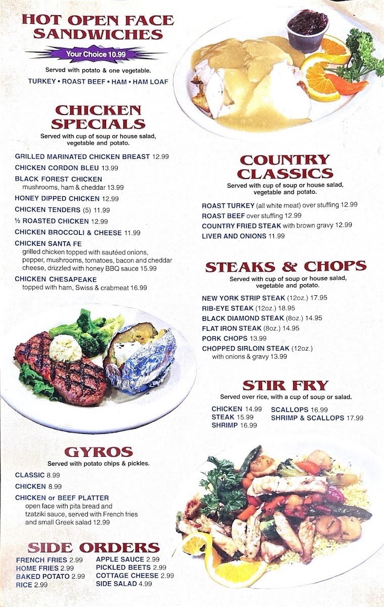 Heartland Diner menu board