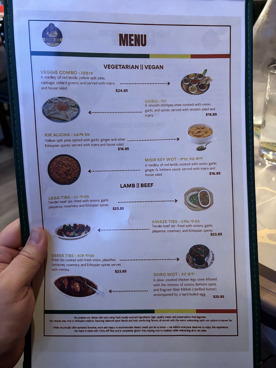 Gursha Eats menu board