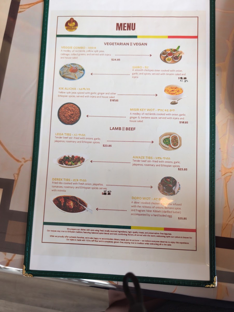 Gursha Eats menu board