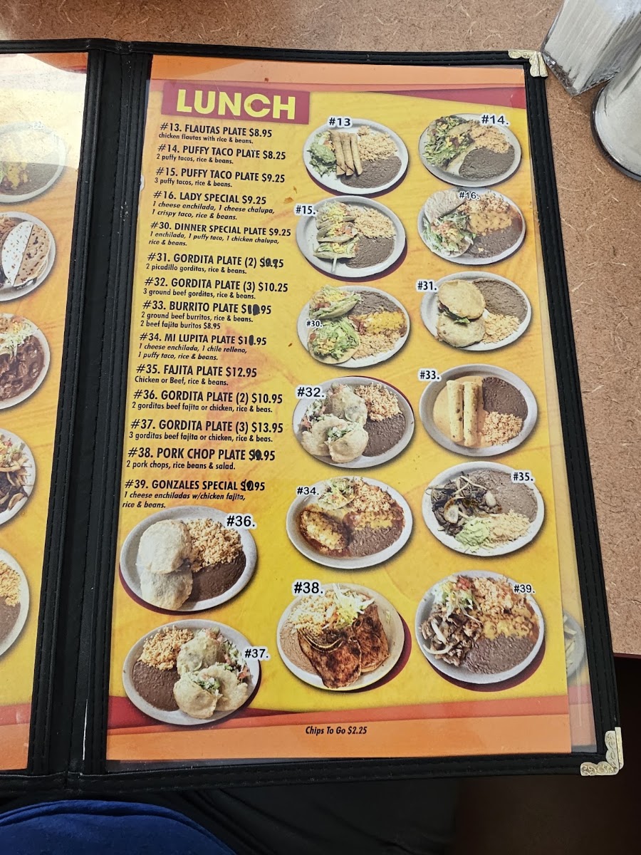 MI LUPITA TACO HOUSE menu board