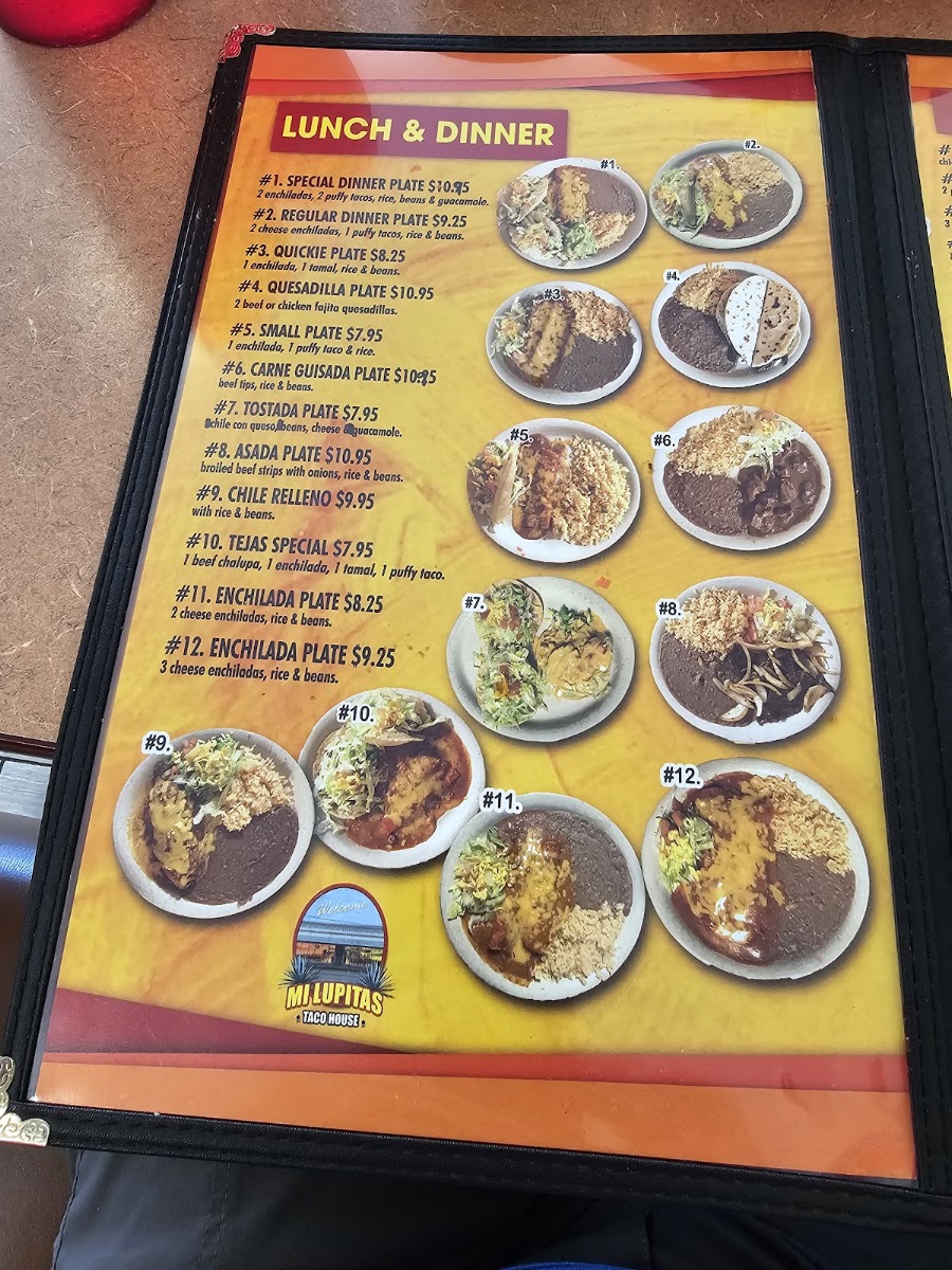 MI LUPITA TACO HOUSE menu board