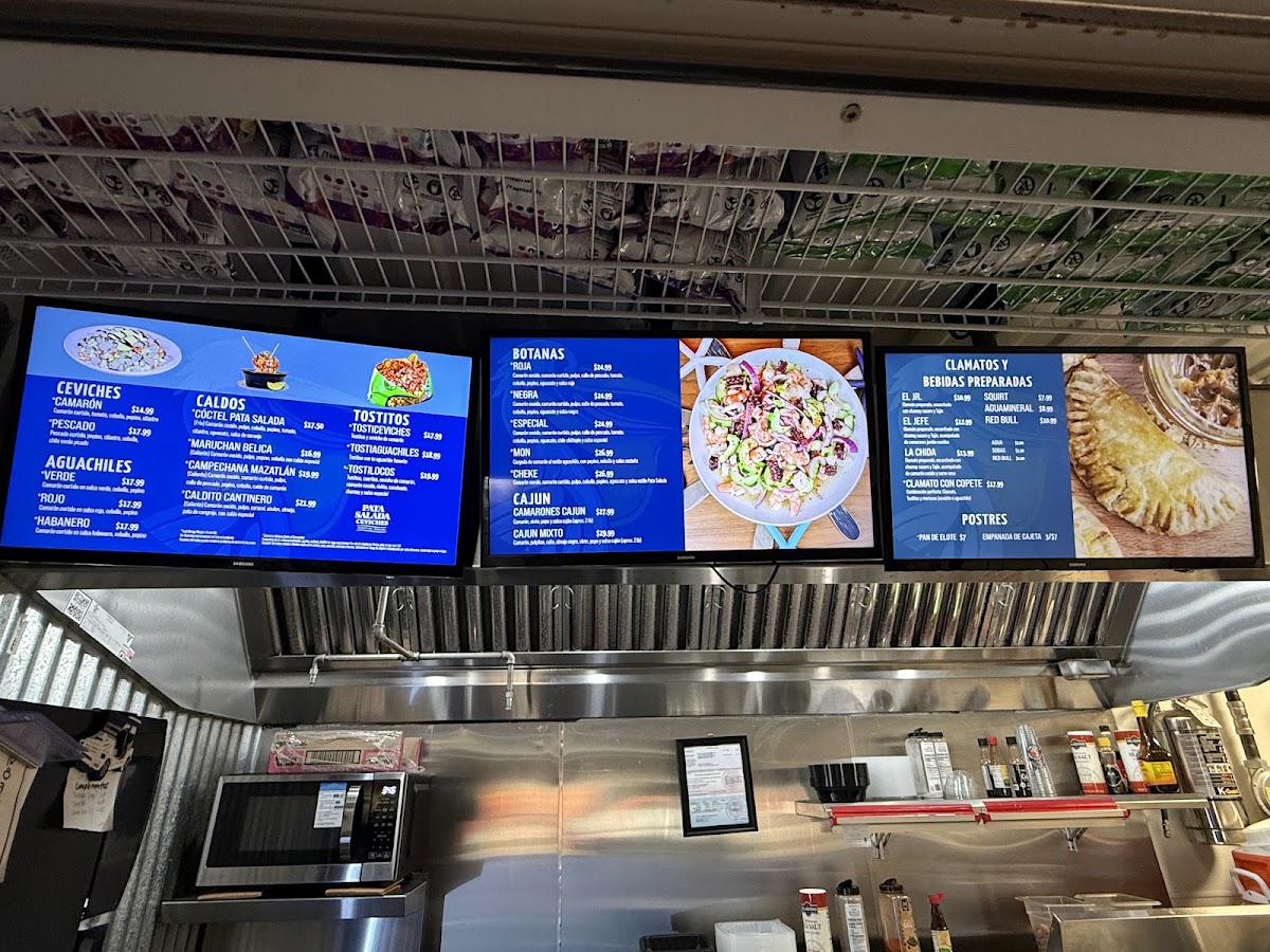 Pata Salada Ceviches - Aurora menu board