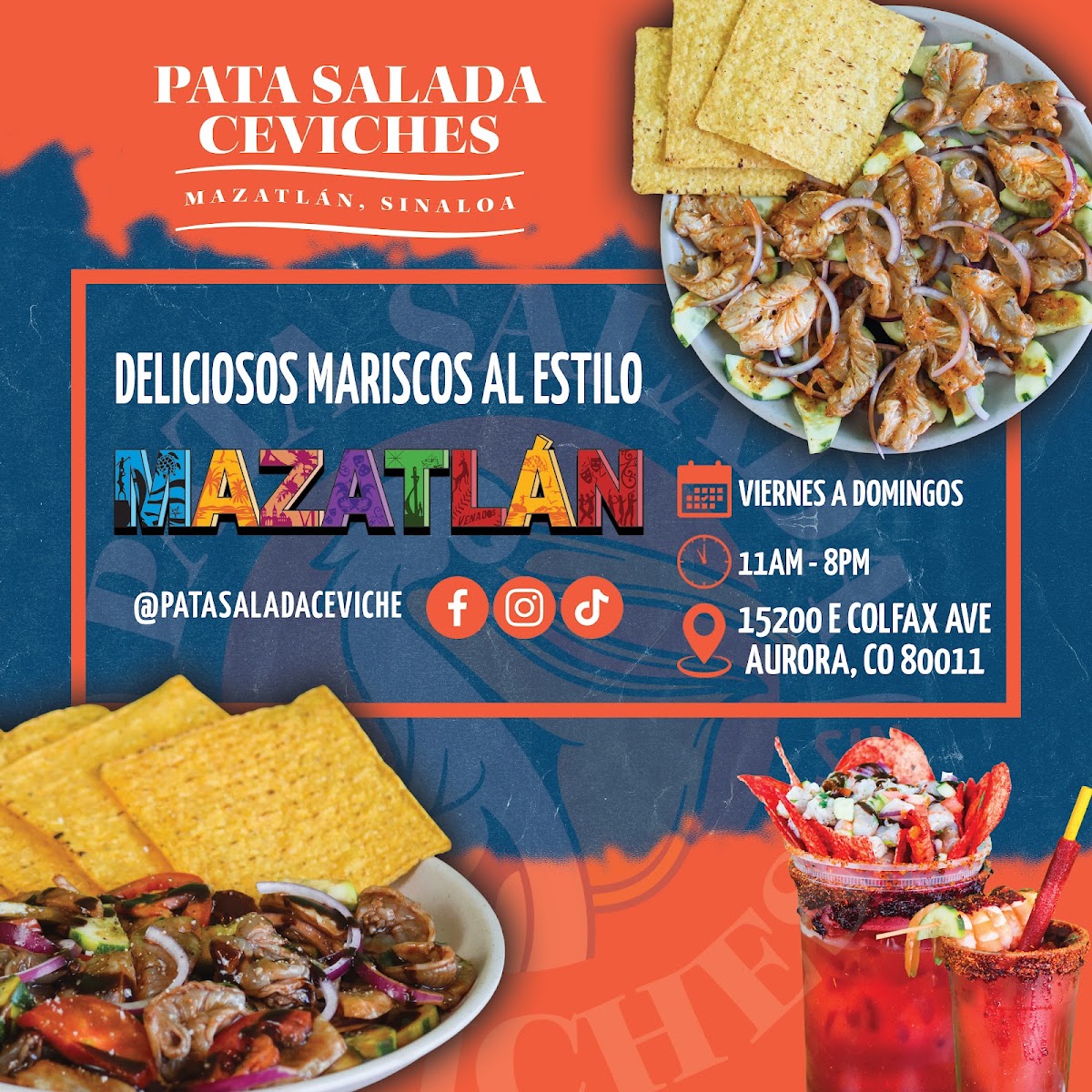 Pata Salada Ceviches - Aurora menu board