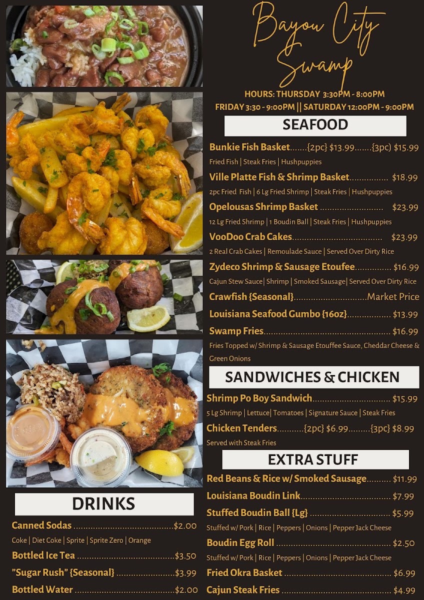 Bayou City Swamp menu board