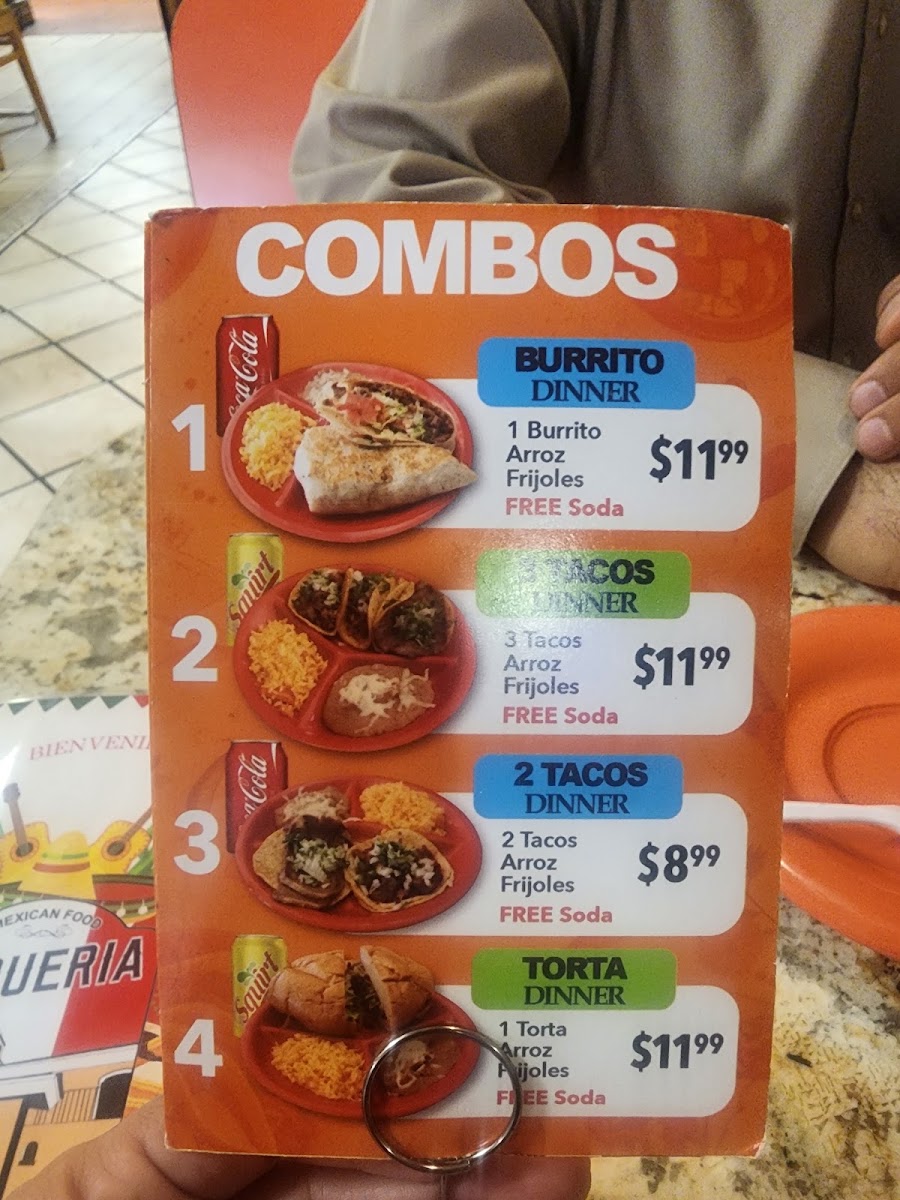 Taqueria Casa Grande menu board