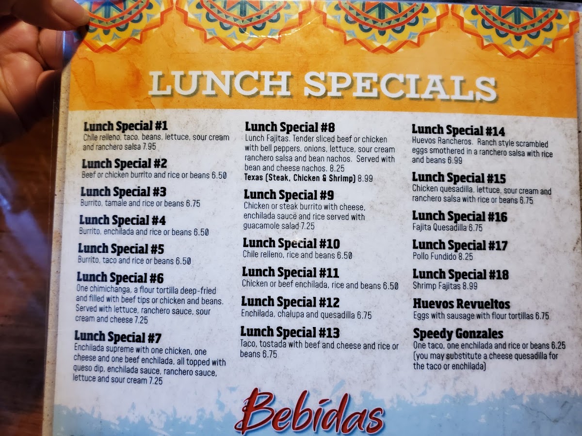 San Jose Mexican Restaurant menu board