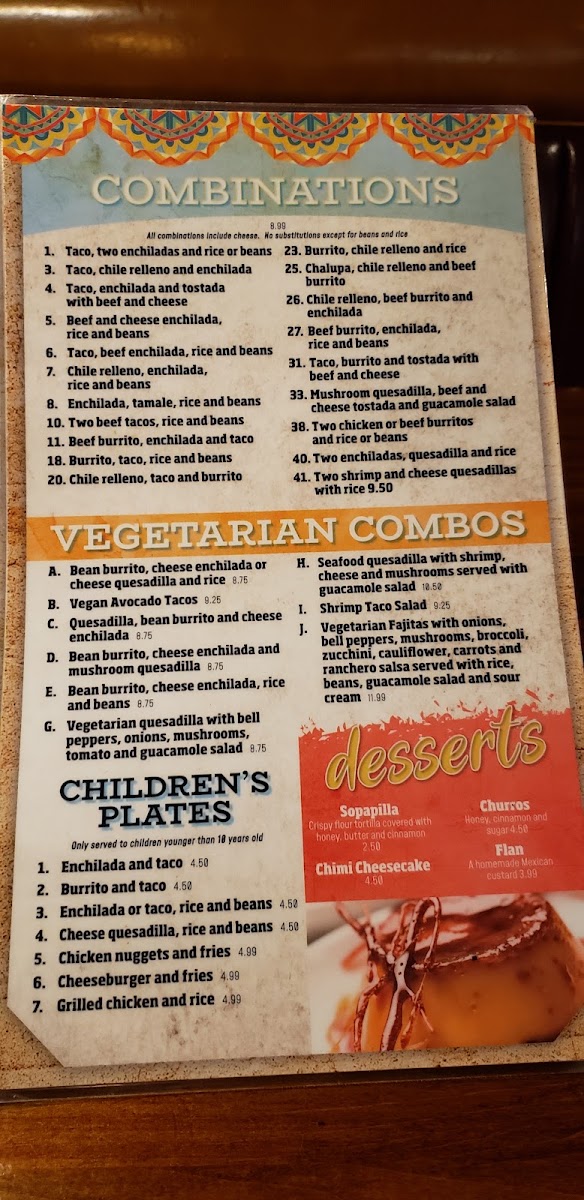 San Jose Mexican Restaurant menu board