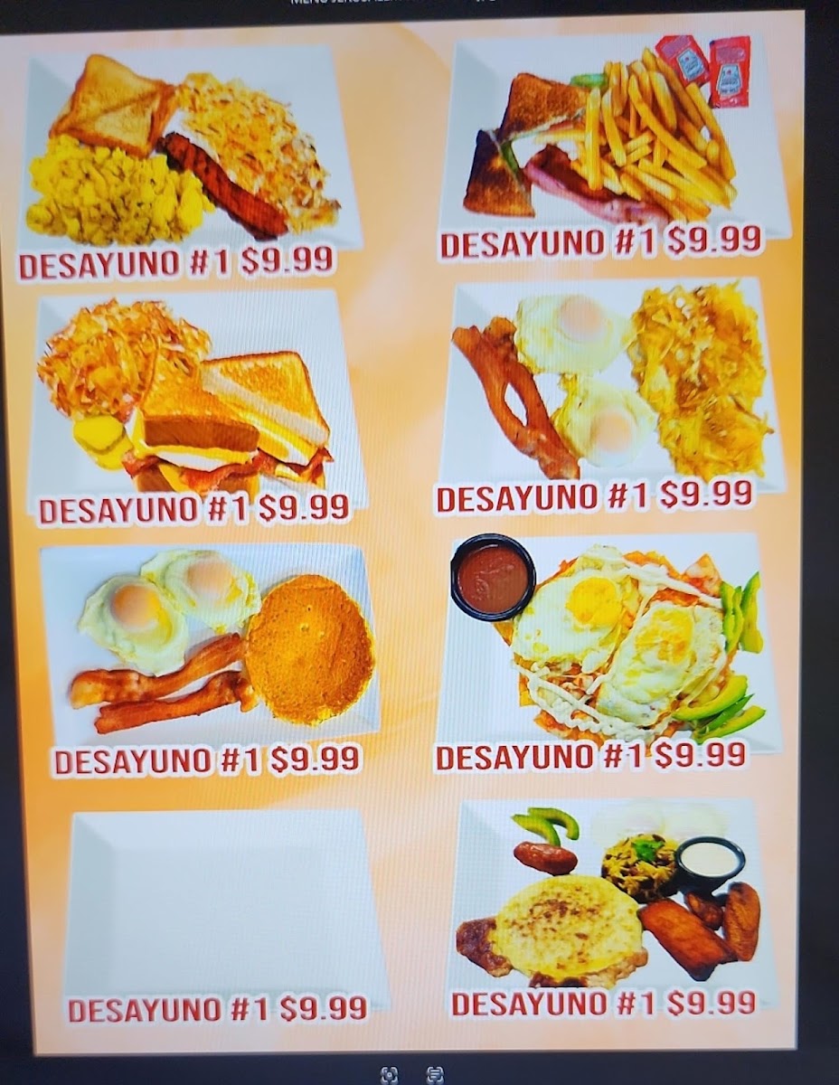 La Nueva Jerusalem Restaurante y Pupuseria menu board