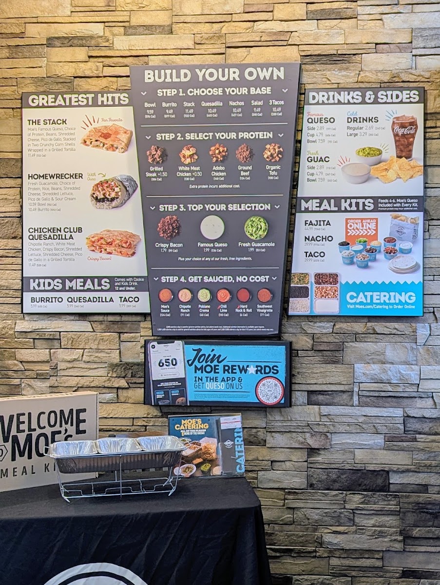 Moe's Southwest Grill menu board