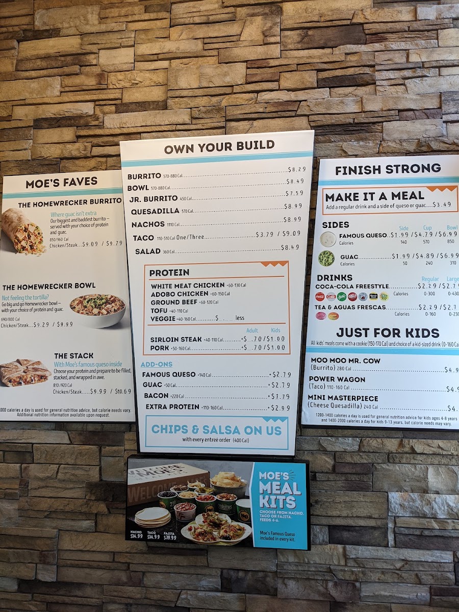 Moe's Southwest Grill menu board