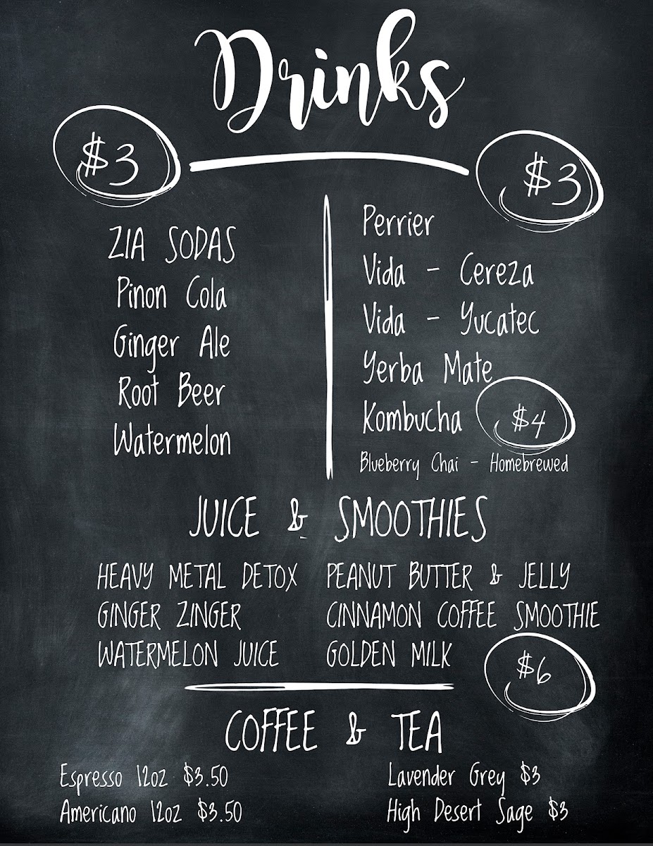 Aly's à la Cart menu board