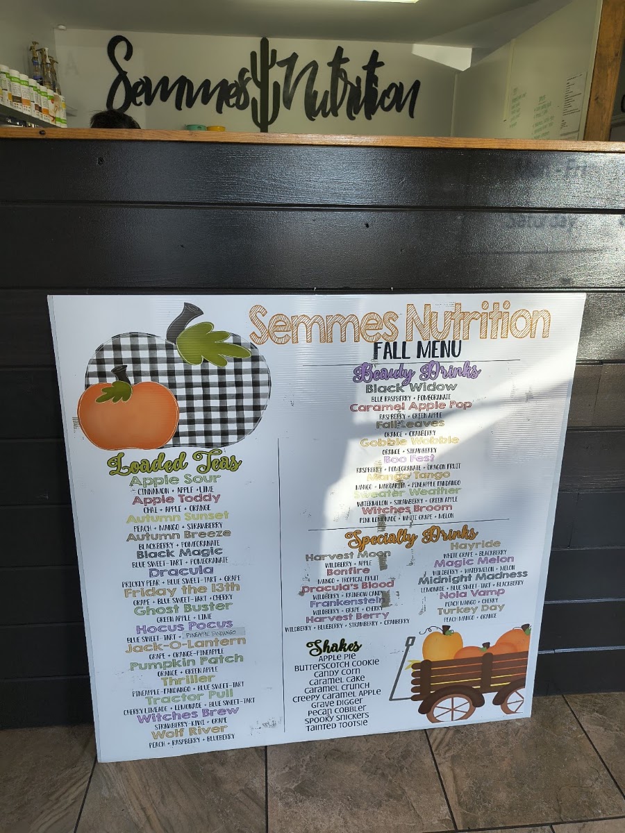 Semmes Nutrition menu board