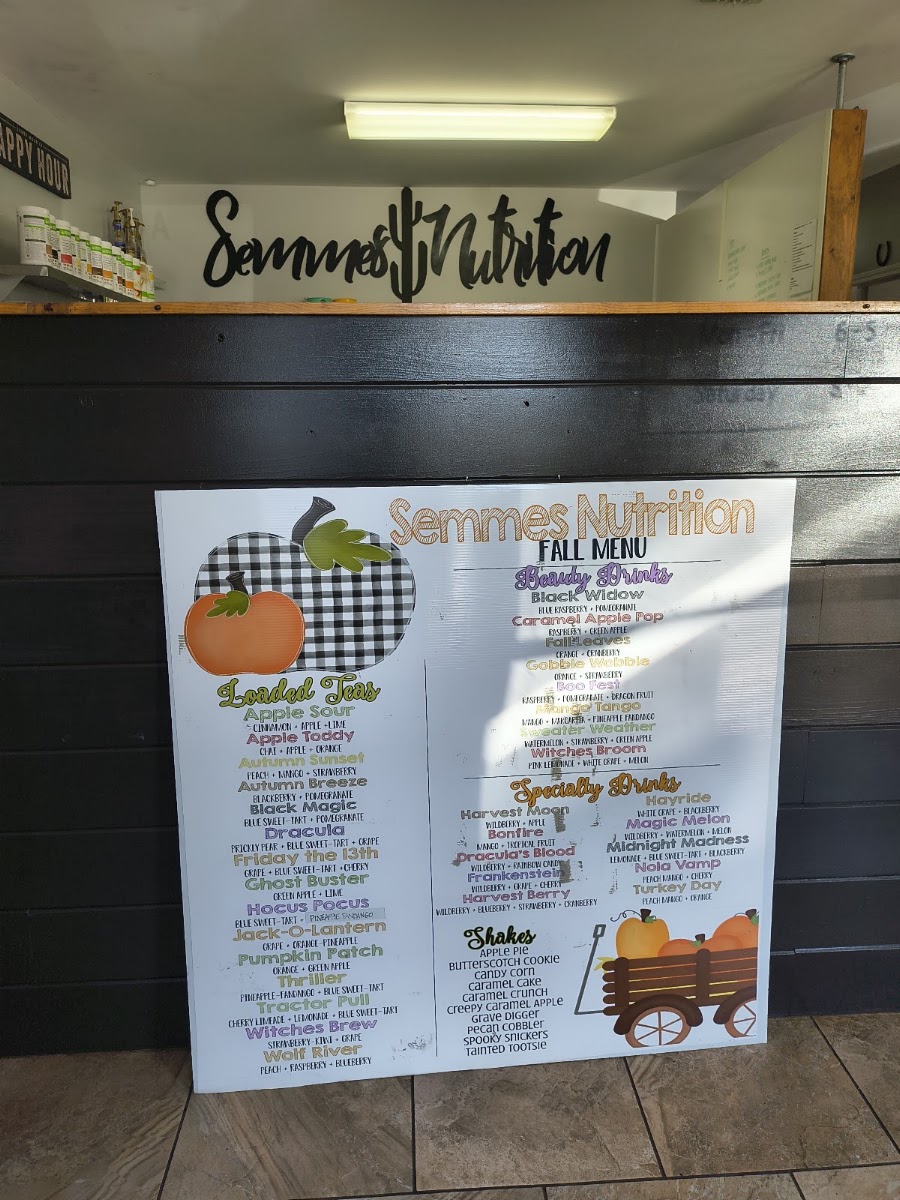 Semmes Nutrition menu board
