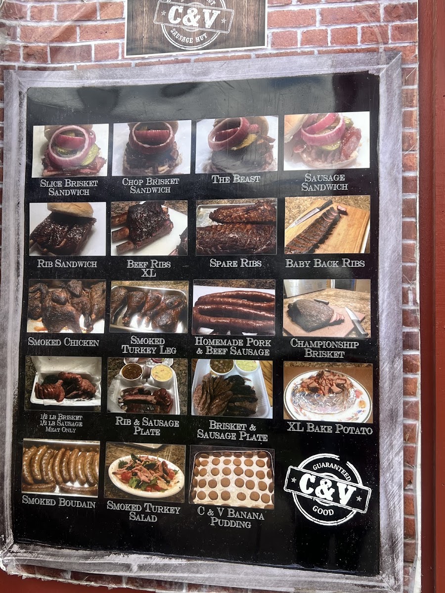 C & V BBQ menu board