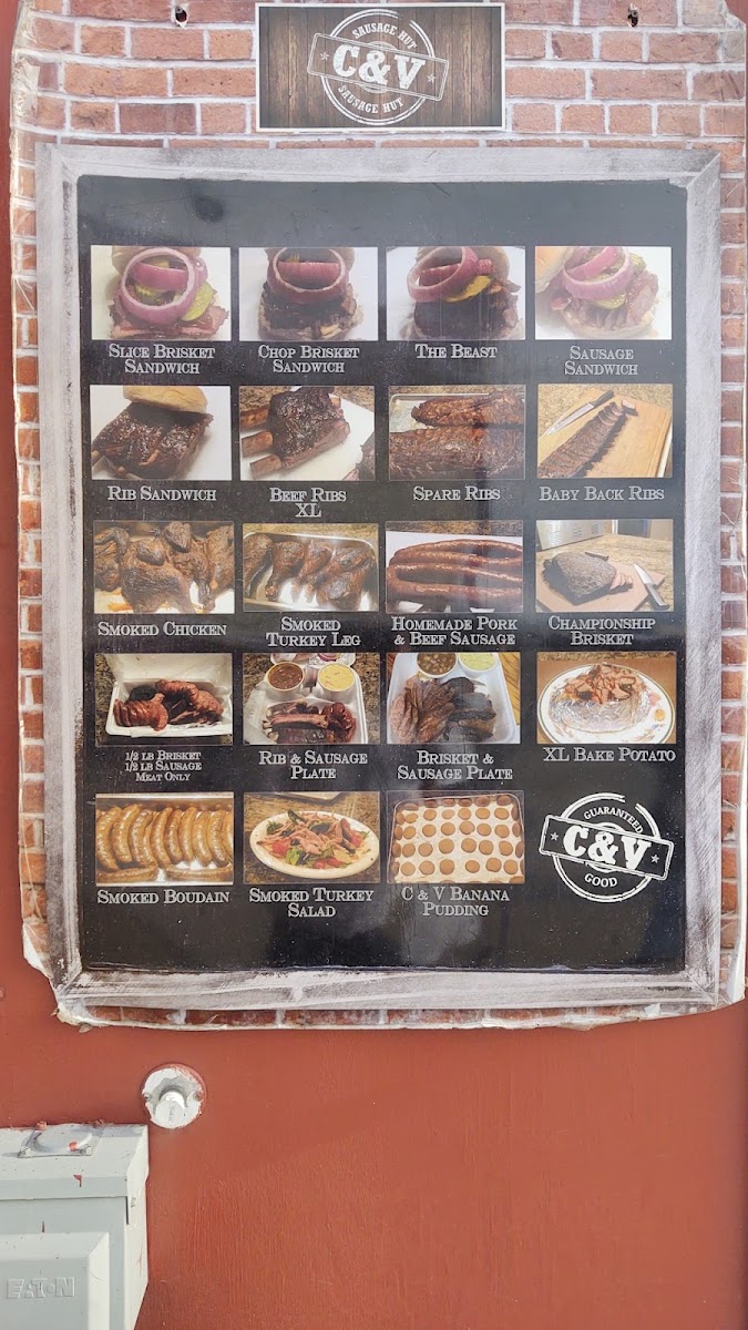 C & V BBQ menu board
