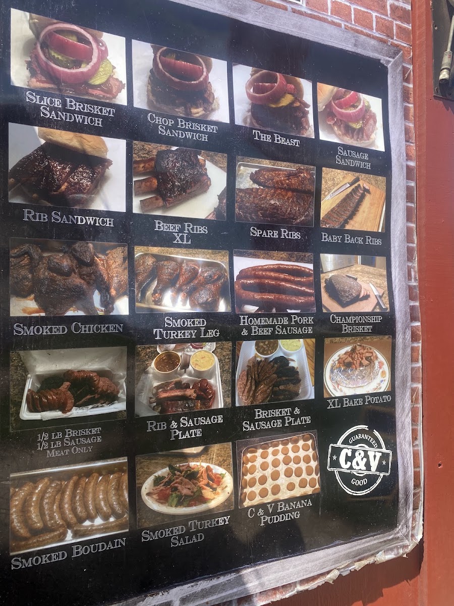 C & V BBQ menu board