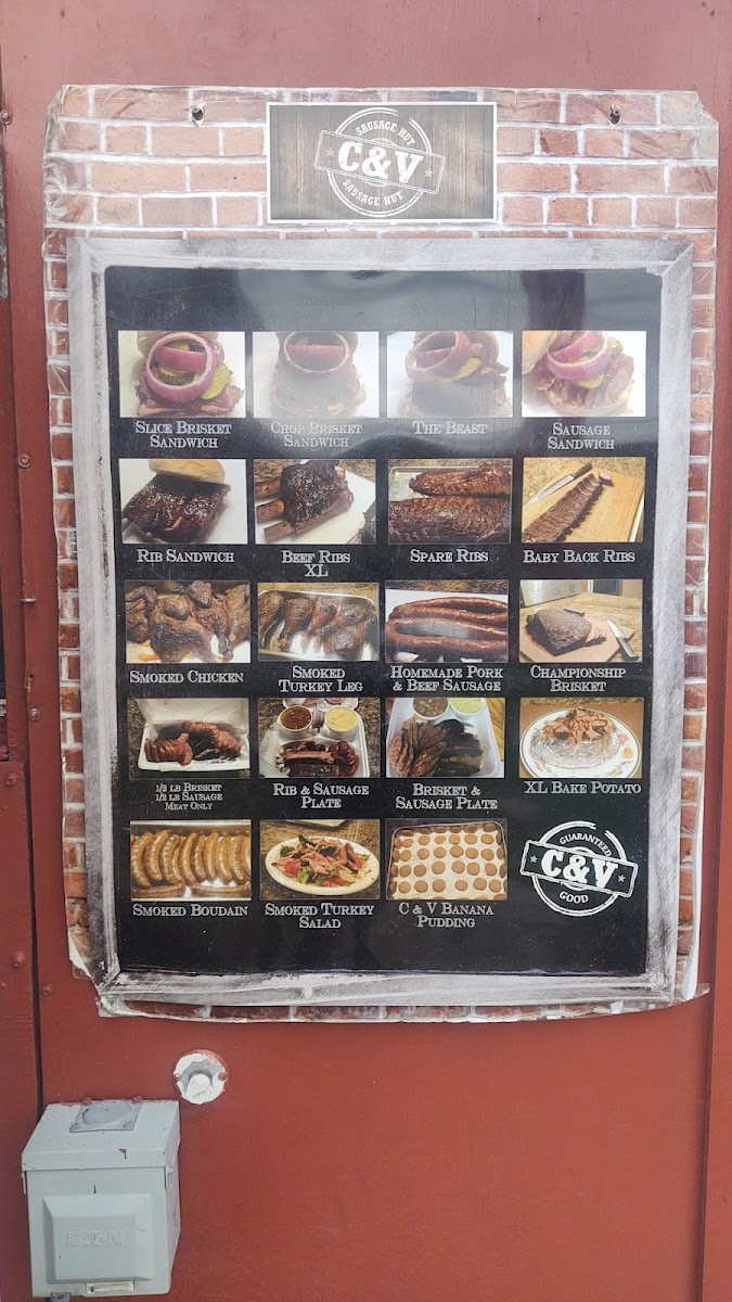 C & V BBQ menu board