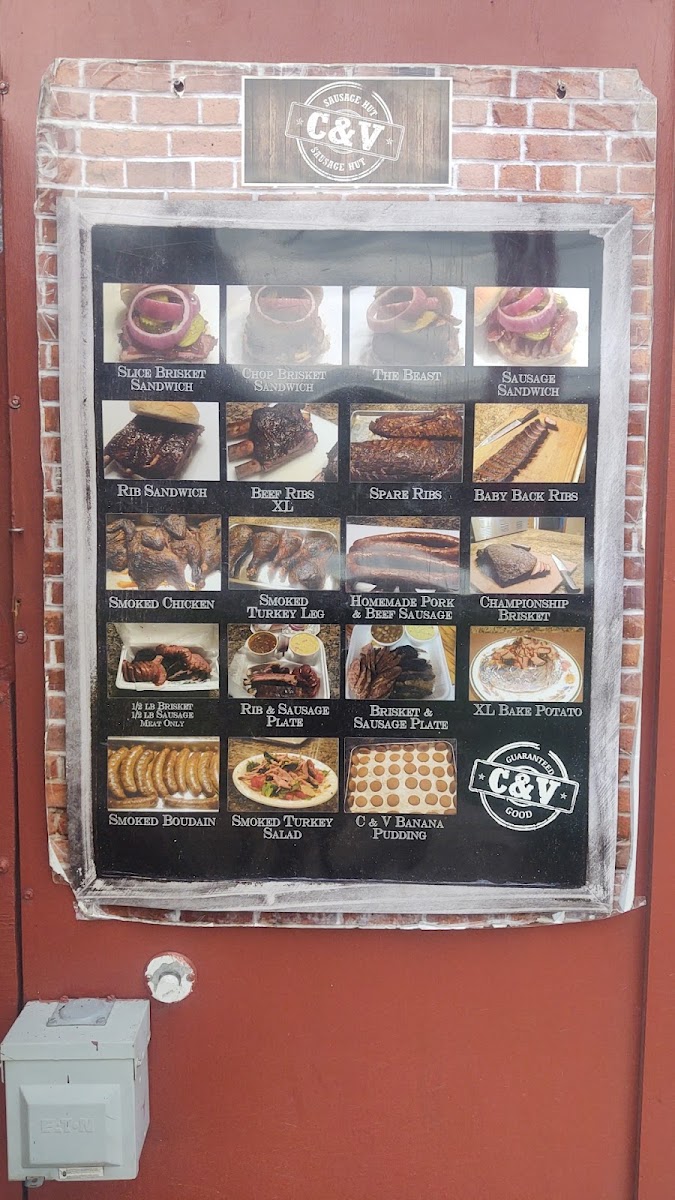 C & V BBQ menu board