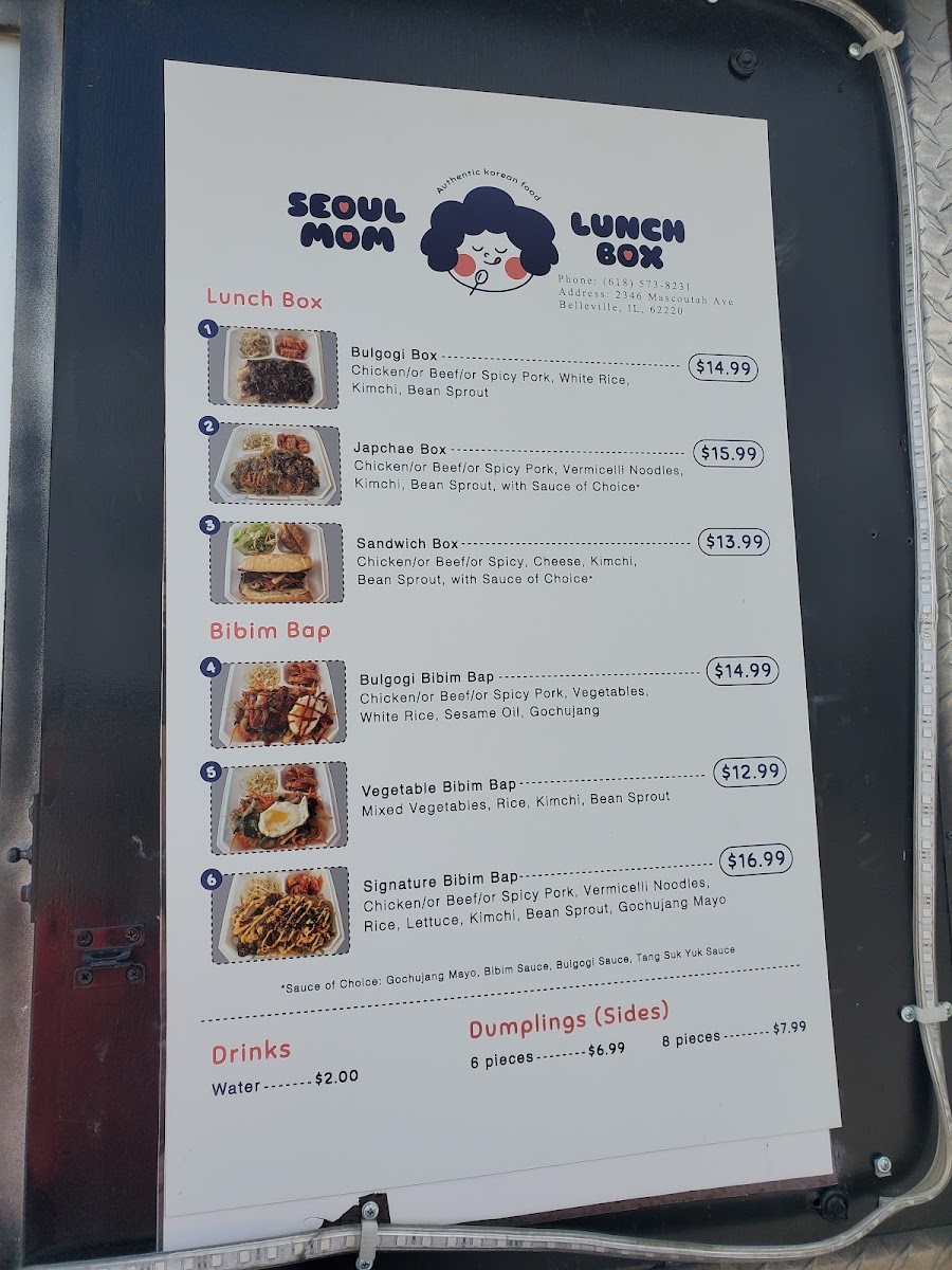 Seoul Mom menu board